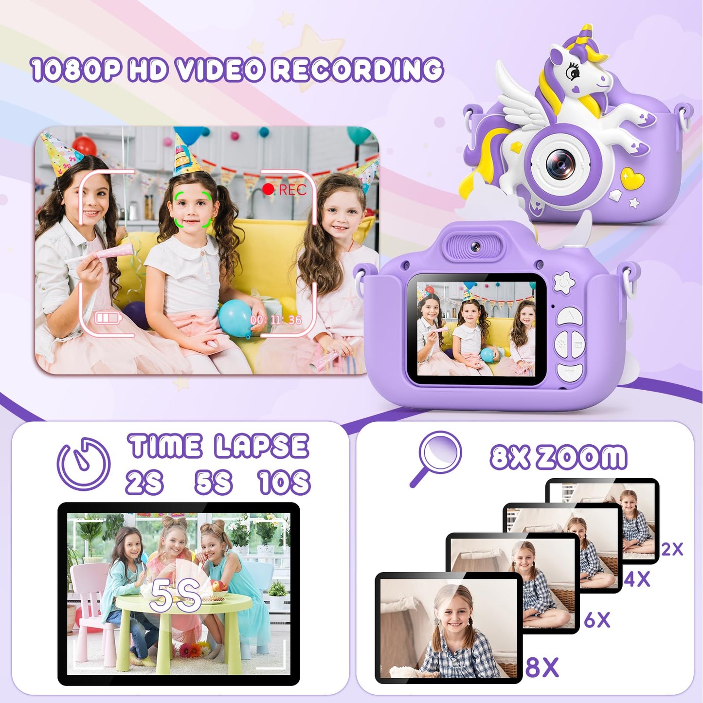 Kids Digital Camera 1080P HD for Ages 3-12