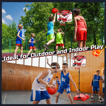 Eaglestone Kid Basketball Hoop Toddlers with LED Lights & Scoreboard, Basketball Hoop Adjustable Height 2.9ft-6ft, Mini Hoop Outdoor with 3 Balls,Basketball Toy Gifts for 3-12 Year Old Boys Girls