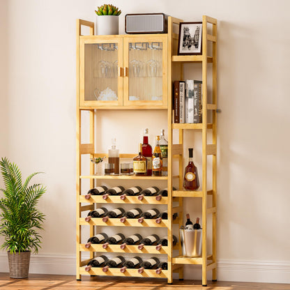 Wine Rack Cabinet with Glass Holder & Shelves
