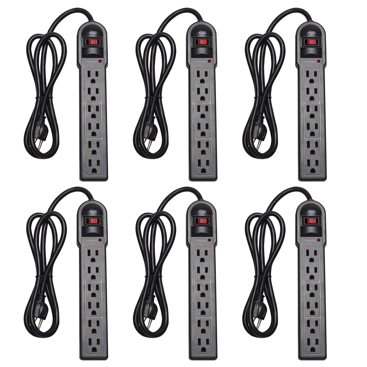 KMC 6-Outlet Surge Protector Power Strip - 6 Pack