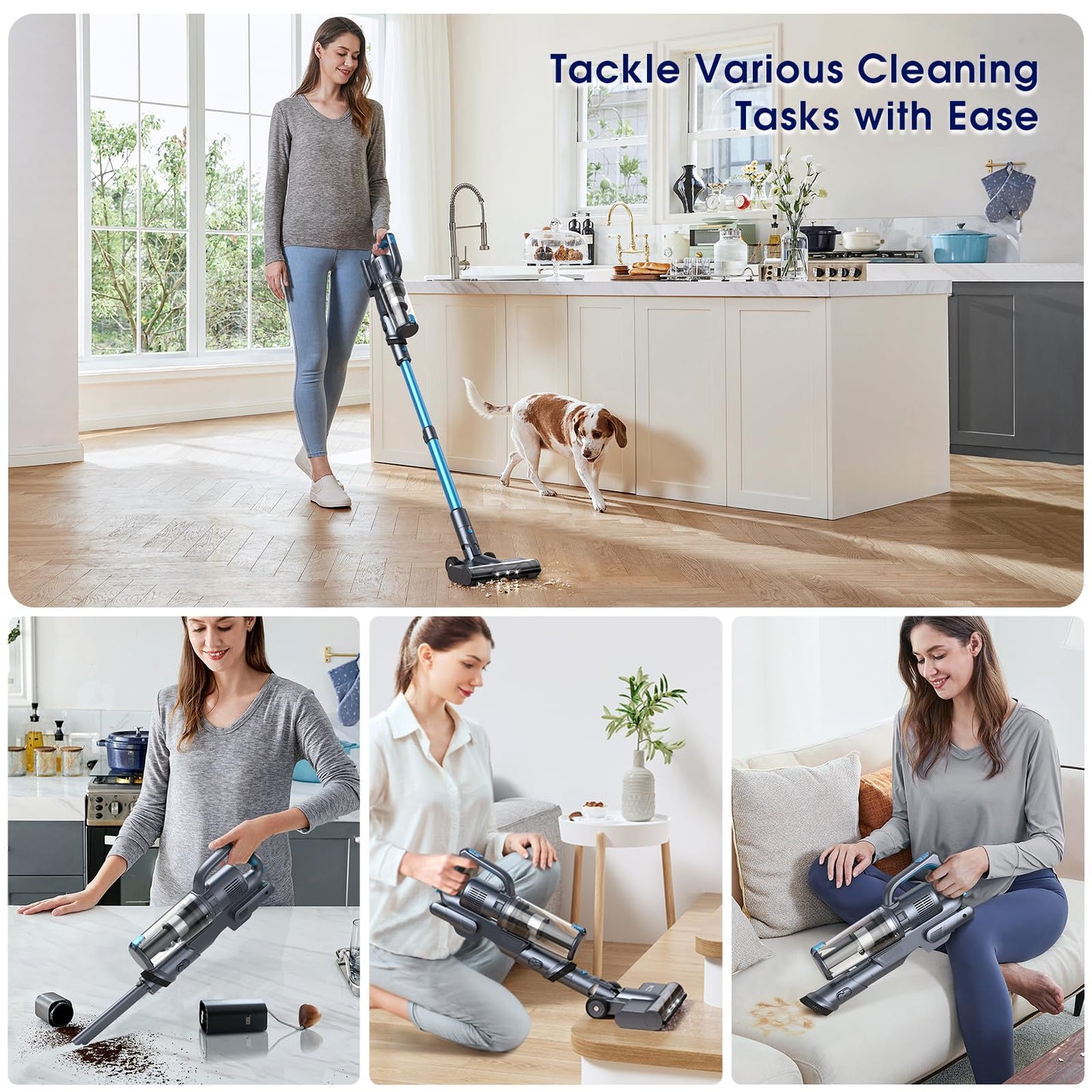 MIUZZY Cordless Vacuum Cleaner with Powerful Suction