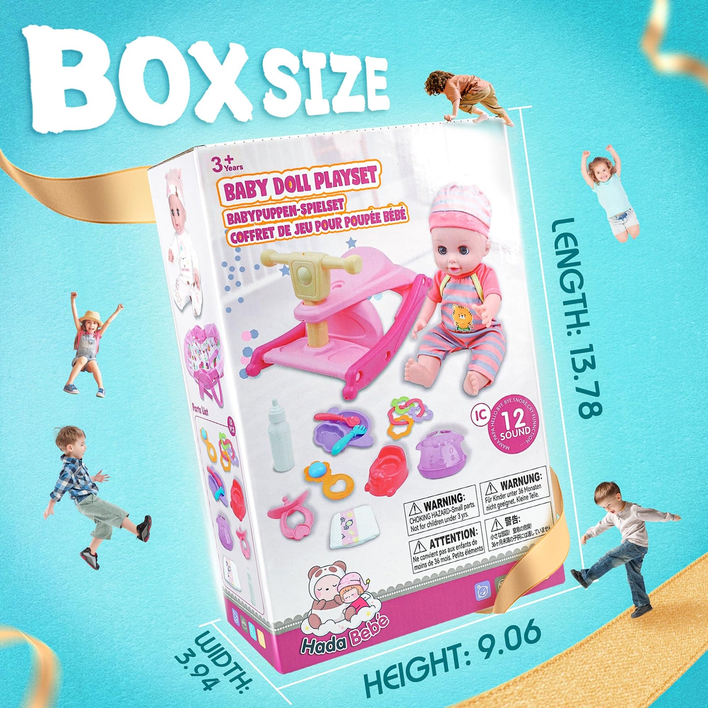 14" Realistic Baby Doll Playset with Accessories