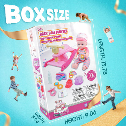 14" Realistic Baby Doll Playset with Accessories