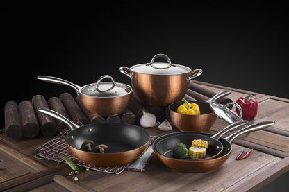 All in One Pan 10-Piece Non Toxic Cookware Set,Non Stick Pots and Pans with Diamond-Infused Coating, Includes Induction Safe Aluminium Kitchen Pans and Pots Set with Glass Lids
