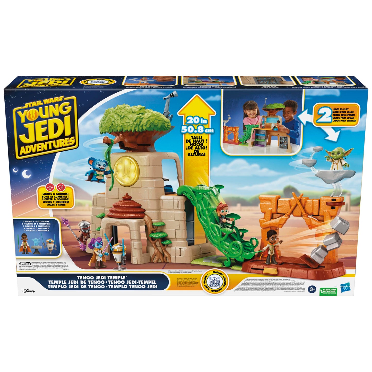 Star Wars: Young Jedi Adventures Tenoo Jedi Temple, 20-Inch-Tall Playset with Lights & Sounds, 2 Action Figures, Preschool Toys for 3 Year Old Boys & Girls & Up