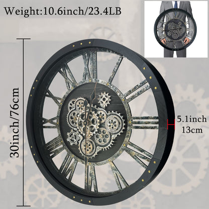 TOPPTIK 30" Industrial Steampunk Wall Clock
