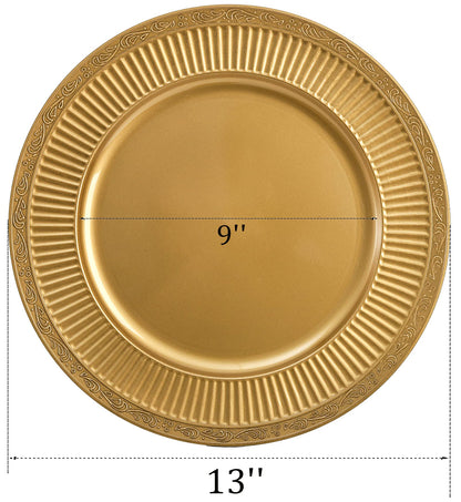 Yesland 12 Pack Gold Charger Plates with Hammered Rim, 13 Inch Plastic Round Charger for Dinner Plates Dinner Chargers Set for Wedding Decorative, Party, Tabletop, Thanksgiving, Restaurant