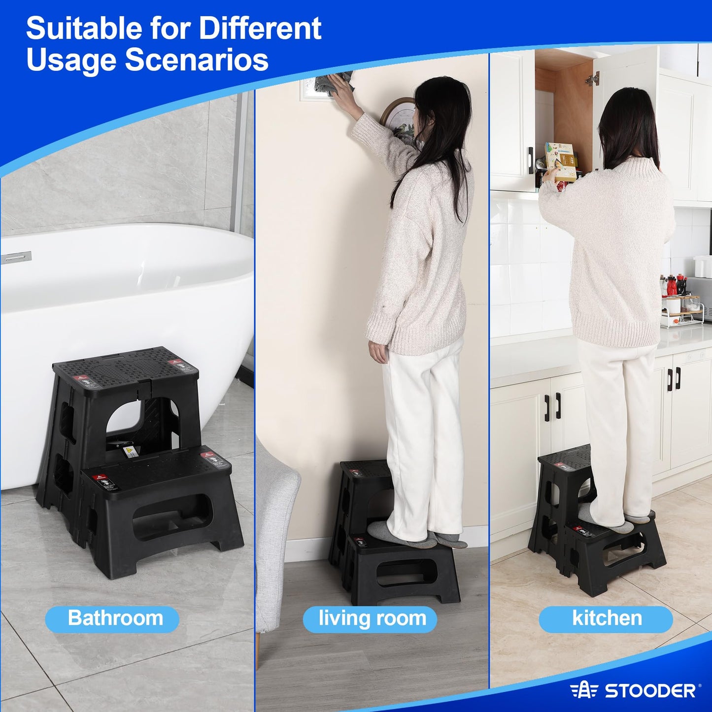 2-Step Folding Stool with Safety Lock