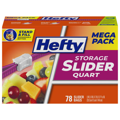 Hefty Slider Storage Bags, Quart Size, 78 Count