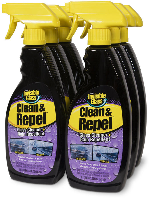 Invisible Glass 92184-6PK 22-Ounce Premium Glass Cleaner with Rain Repellent for Exterior Automotive Glass and Windshields to Shield Against Rain, Snow, and Sleet, Pack of 6