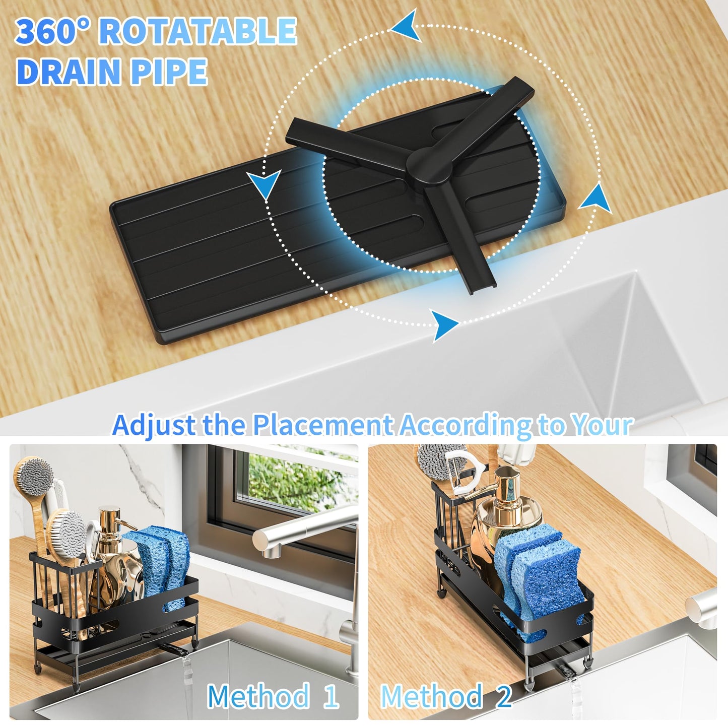 Sink Caddy with Self Drain Tray Organizer