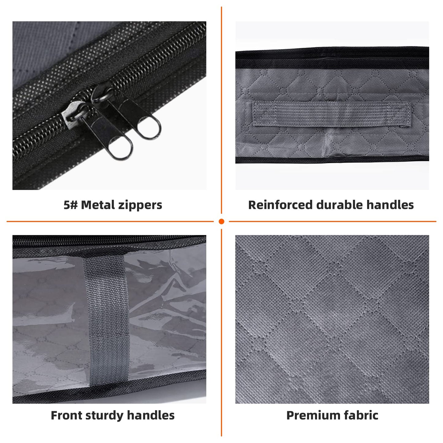 Uidducpu Clothes Storage Bags Under Bed Storage Containers,Foldable Storage bins with Clear Windows and Reinforced Handles,for Clothing, Blanket, Sweaters, Comforter,Toys,Grey, 4-Pack