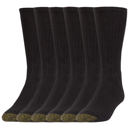 GOLDTOE Men's Black Crew Socks, 6-Pairs