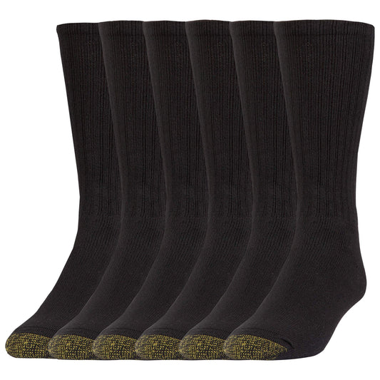 GOLDTOE Men's Black Crew Socks, 6-Pairs