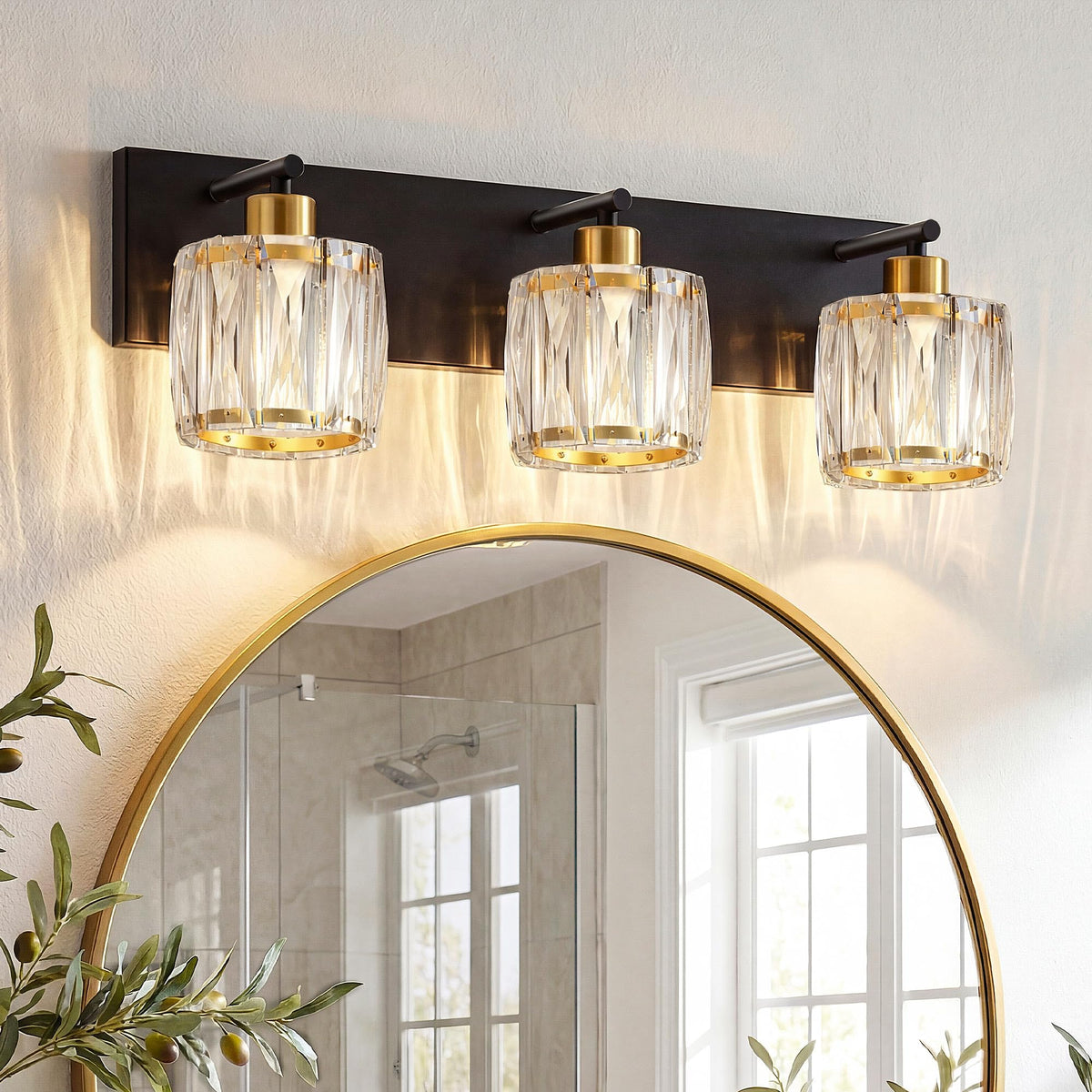 3-Light Crystal Bathroom Vanity Light Fixture