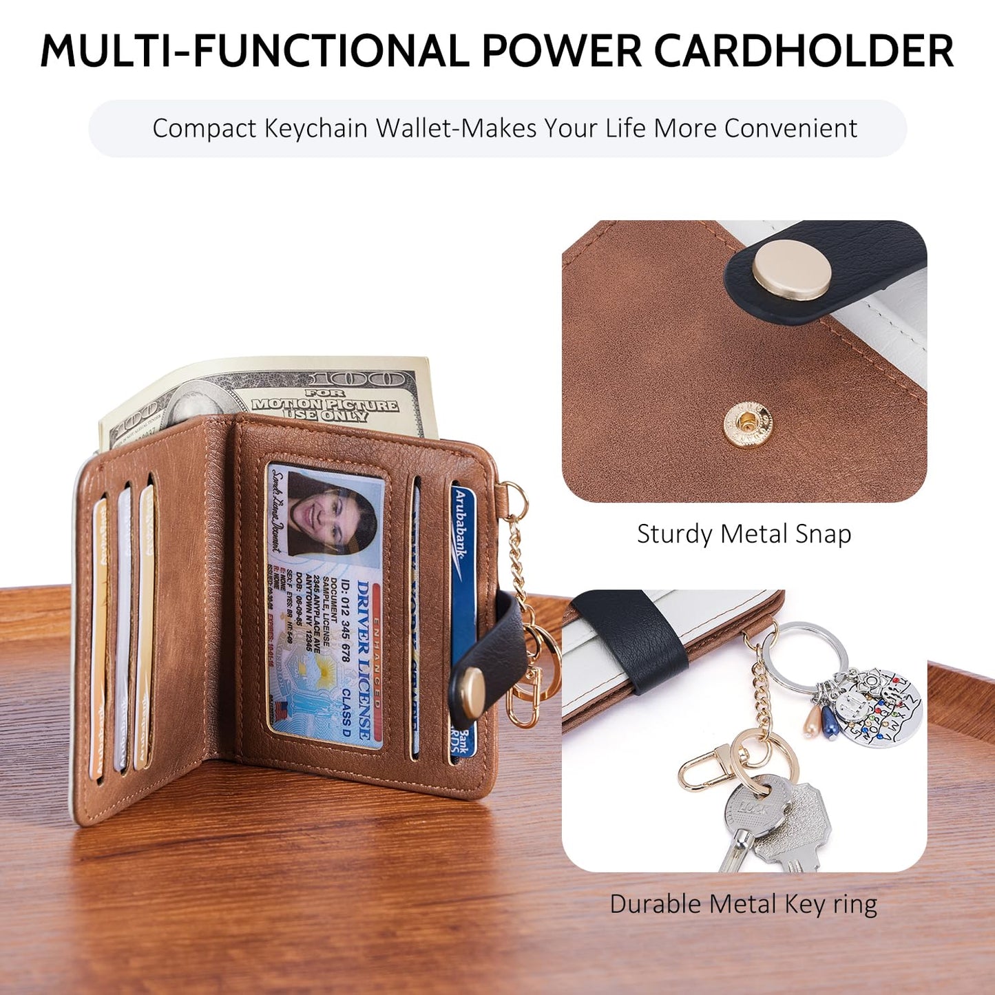 POIUGOYA Slim Wallet for Women,RFID Blocking Bifold Credit Card Holder with Zipper Coin Pocket,ID Window,Keychain