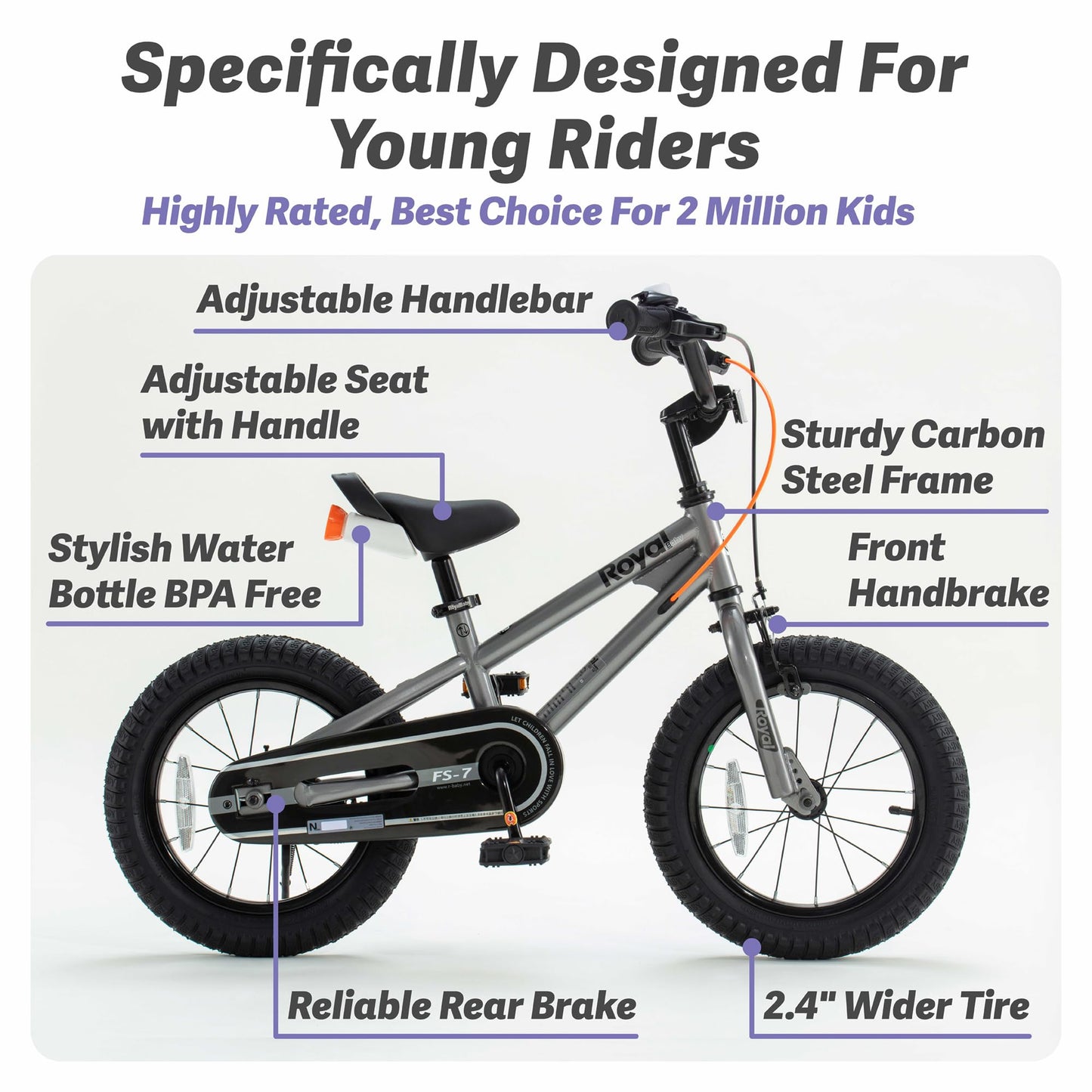RoyalBaby 14 Inch Kids Bicycle with Handbrakes