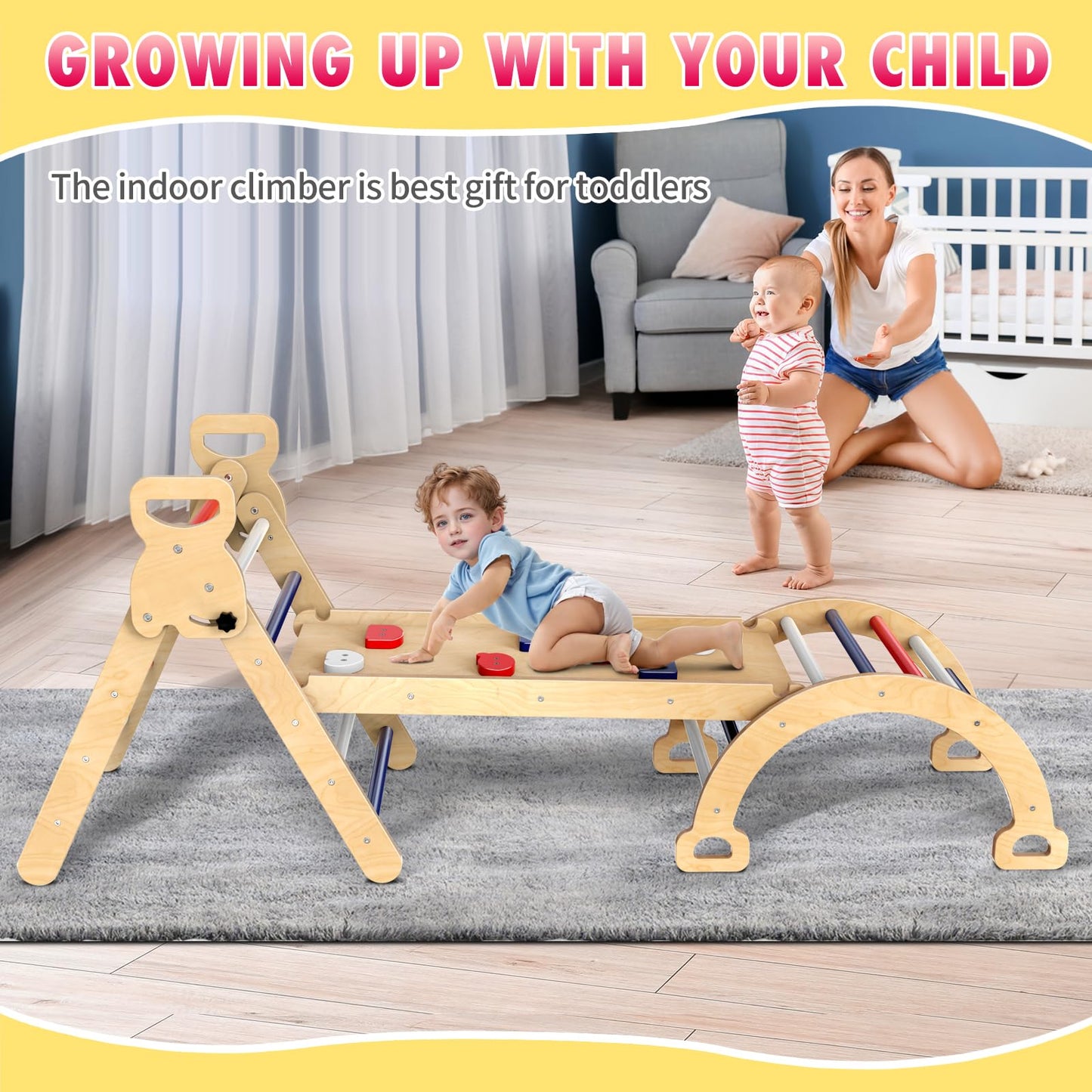 Wooden Montessori Climbing Triangle Set for Kids