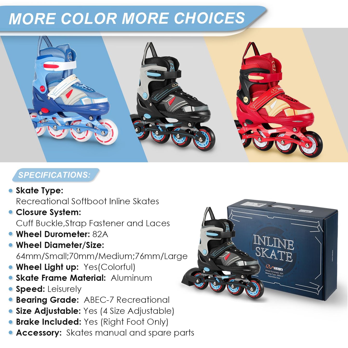 Adjustable Light Up Inline Skates for Kids