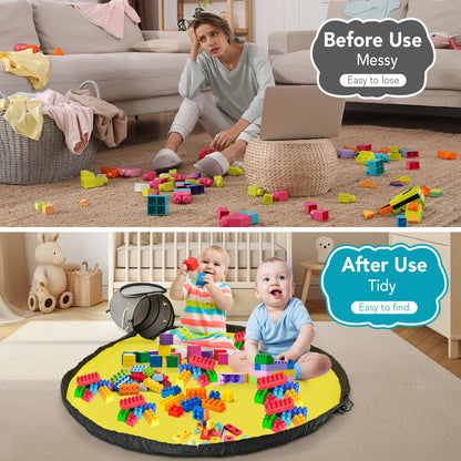 Toy Storage Basket with Play Mat for Kids