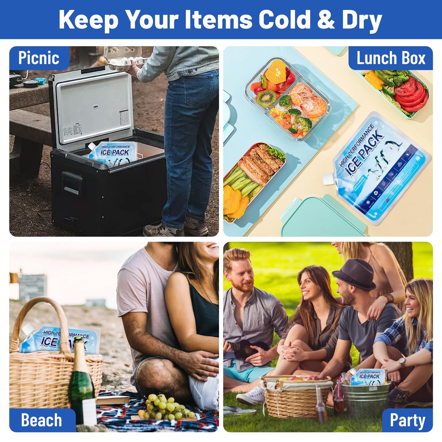 Reusable Ice Packs for Coolers and Lunch Boxes
