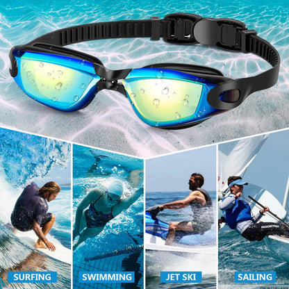 Wide View Anti-Fog Swim Goggles for Adults