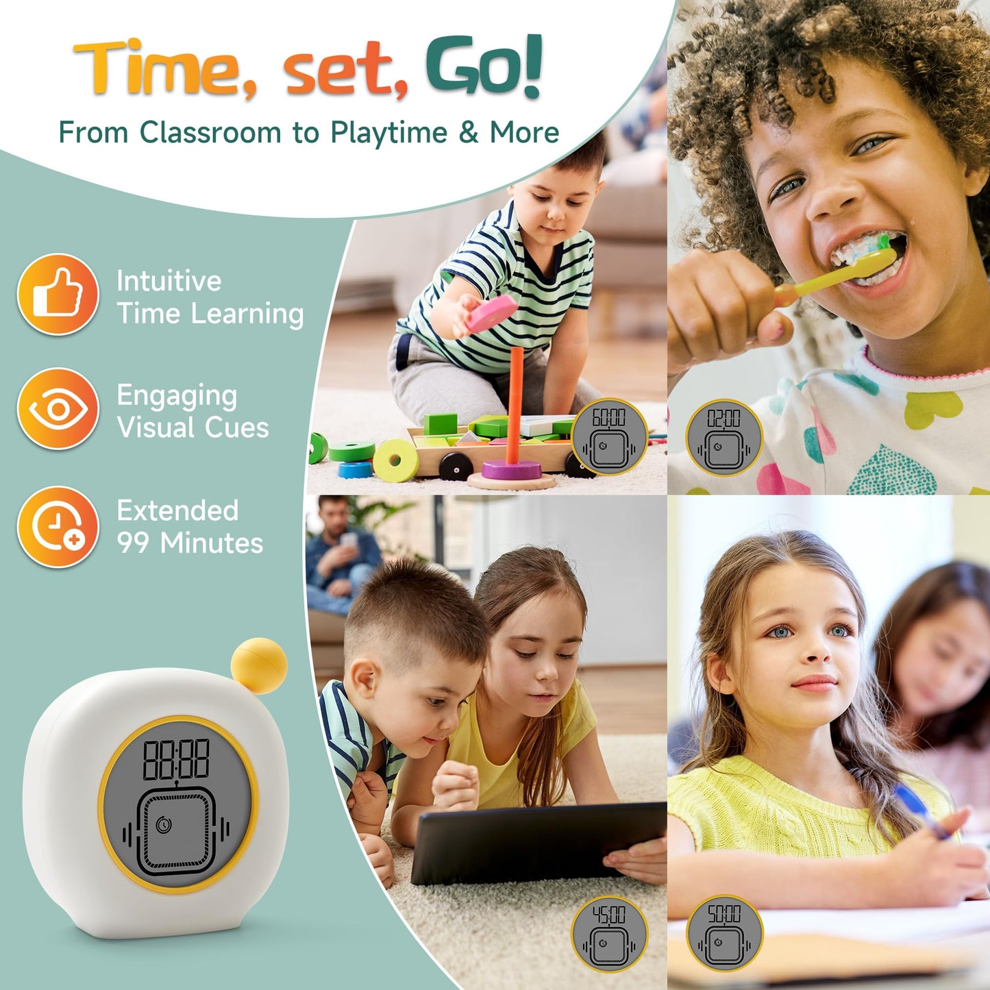 VEWINGL Visual Timer with Clock and Alarm