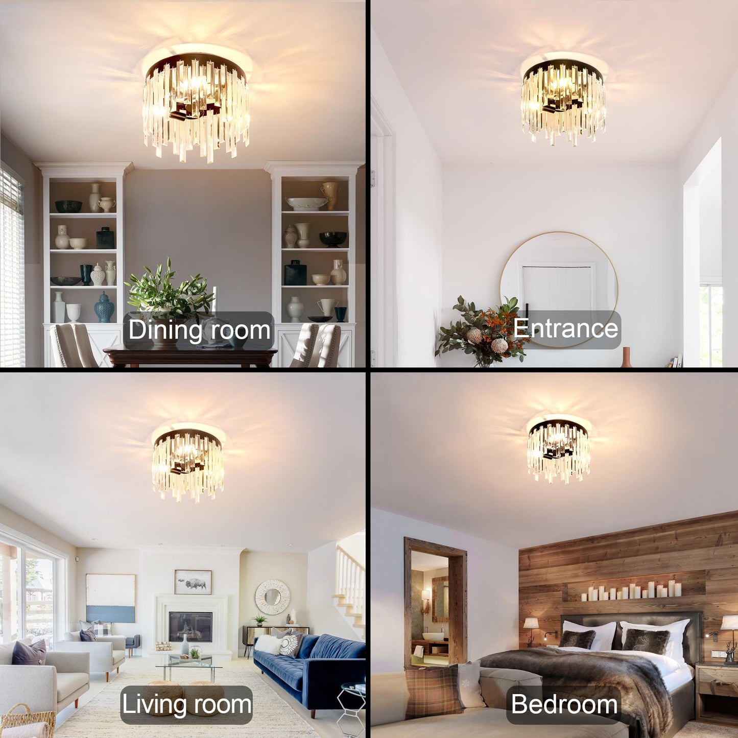 MAYNA Crystal Flush Mount Ceiling Light Chandelier