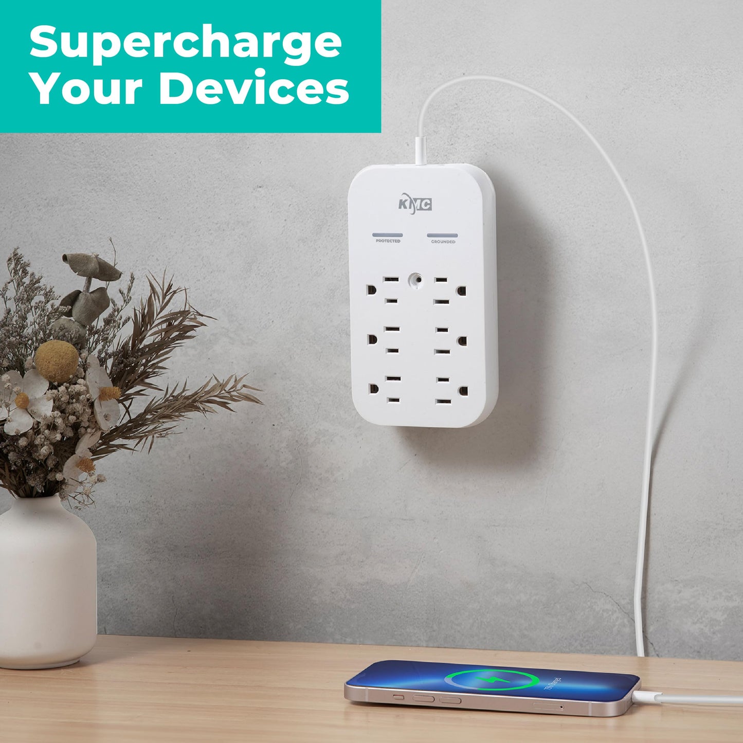 KMC USB-C Surge Protector with 6 Outlets