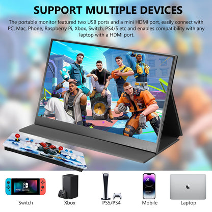 ARWOEIS Portable Monitor 14" FHD 1920 * 1200P IPS Laptop Monitor USB-C HDMI Second External Monitor for Laptop,PC,Mac Phone,Xbox,Swich,PS,w/Premium Smart Cover