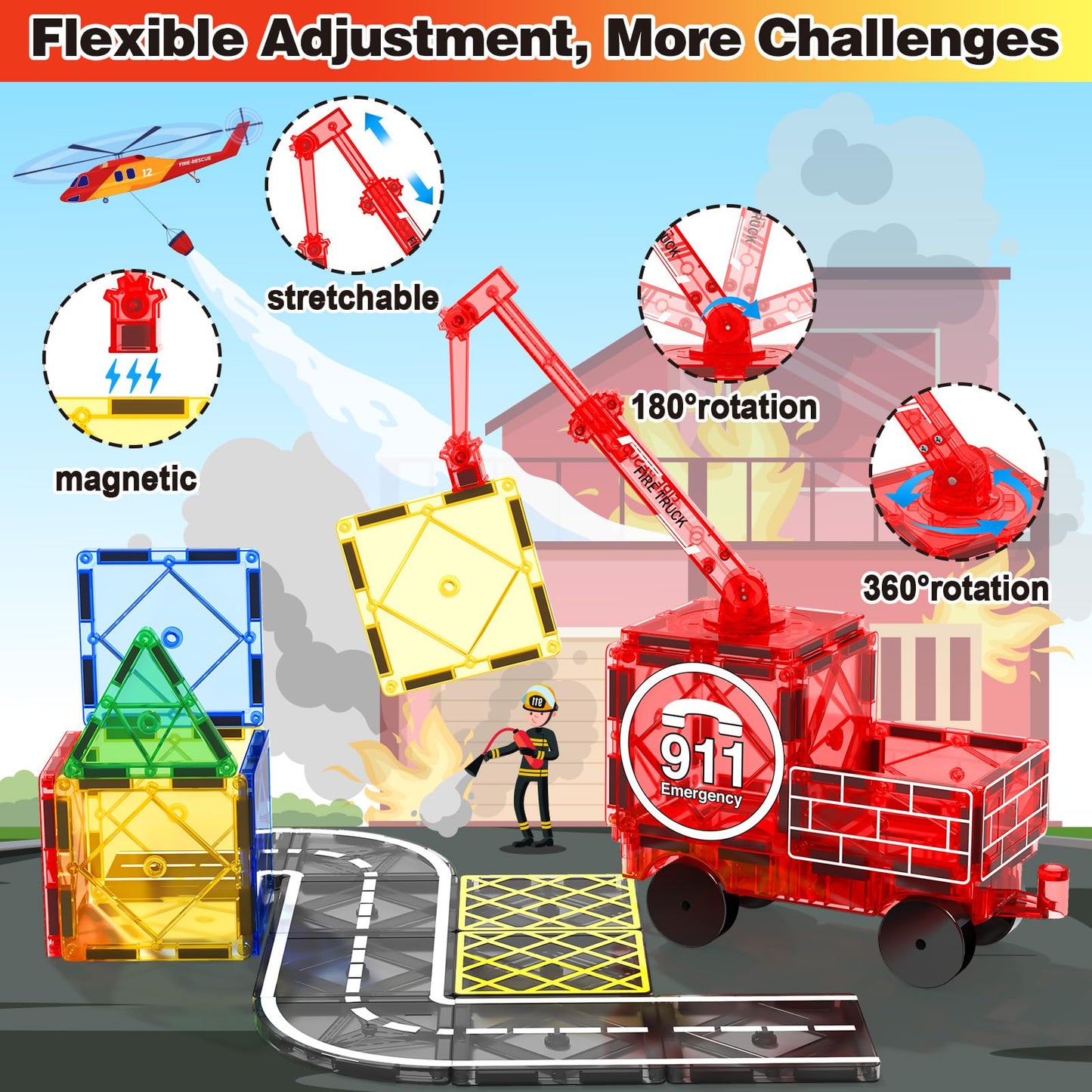 Magnetic Tiles Road Set Toy for Kids