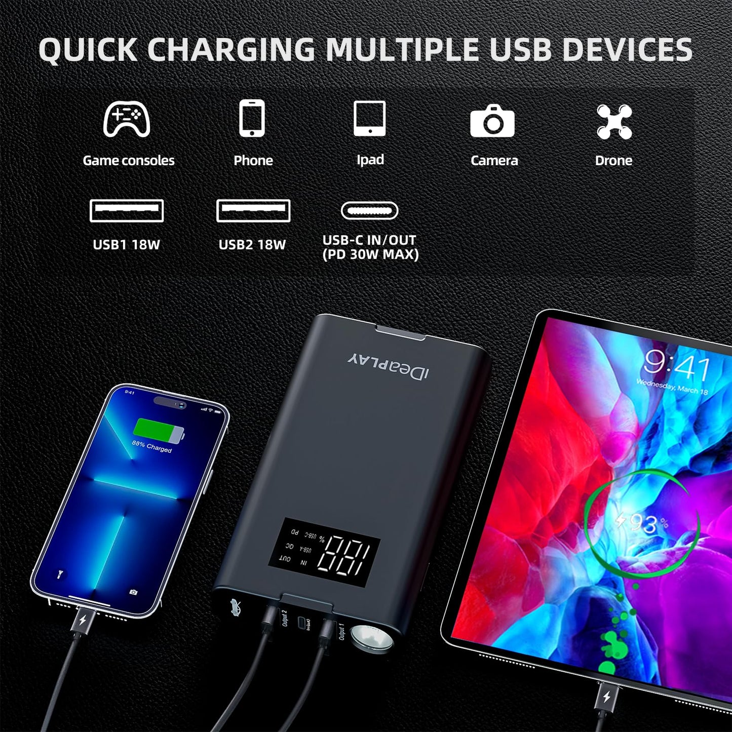 IDEAPLAY 1500A Portable Car Battery Jump Starter