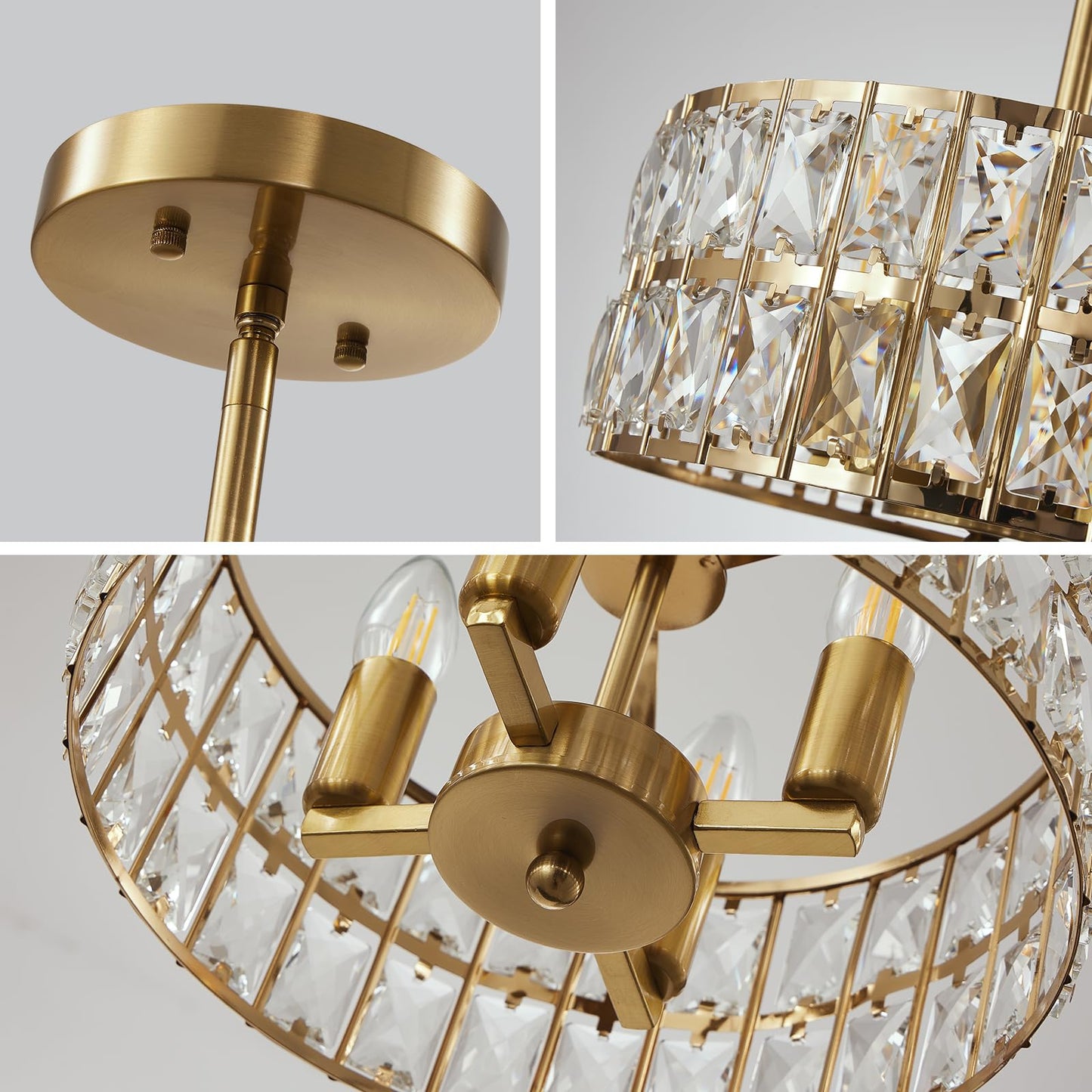 Modern Crystal Semi Flush Mount Ceiling Light