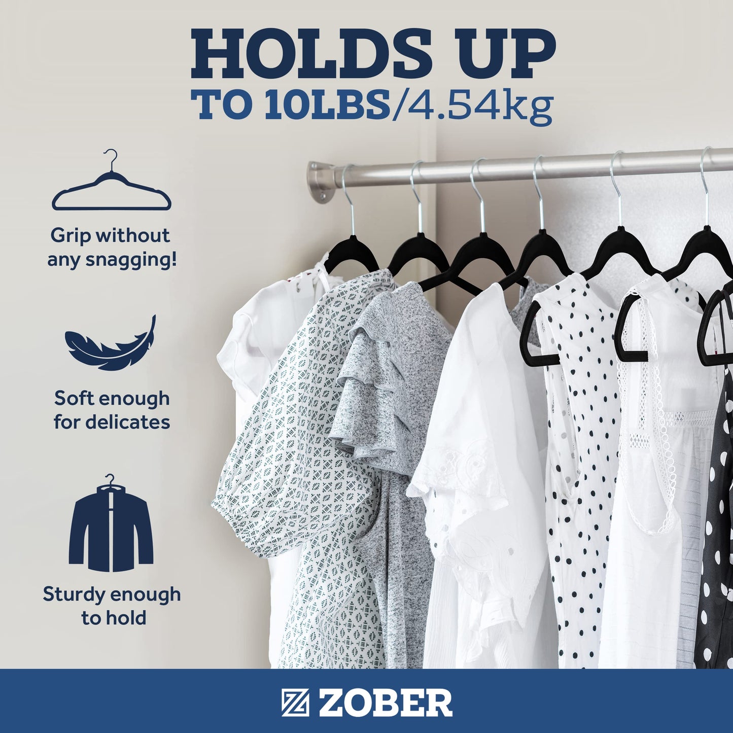 UPDATE: DEAD ❗ Zober Velvet Hangers 30 Pack - Heavy Duty Black Hangers for Coats, Pants & Dress Clothes - Non Slip Clothes Hanger Set - Space Saving Felt Hangers for Clothing