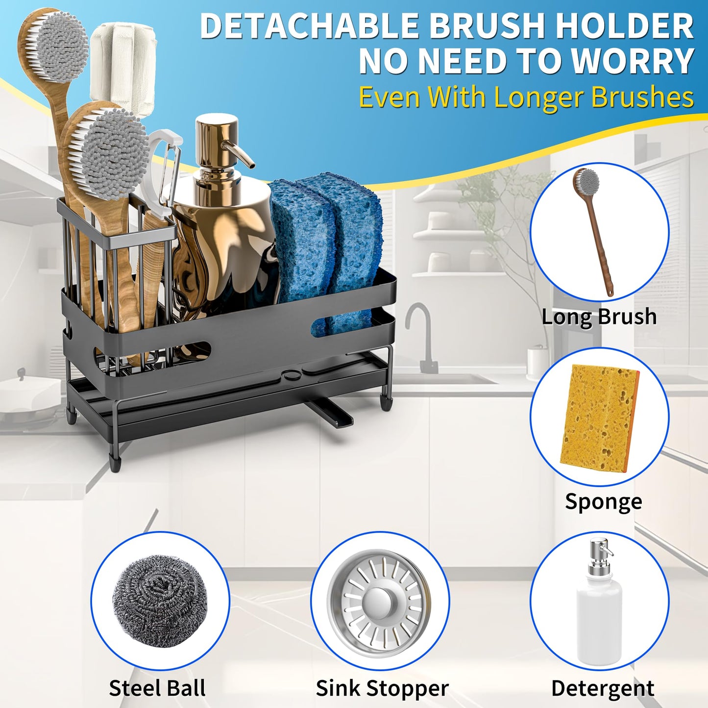 Sink Caddy with Self Drain Tray Organizer