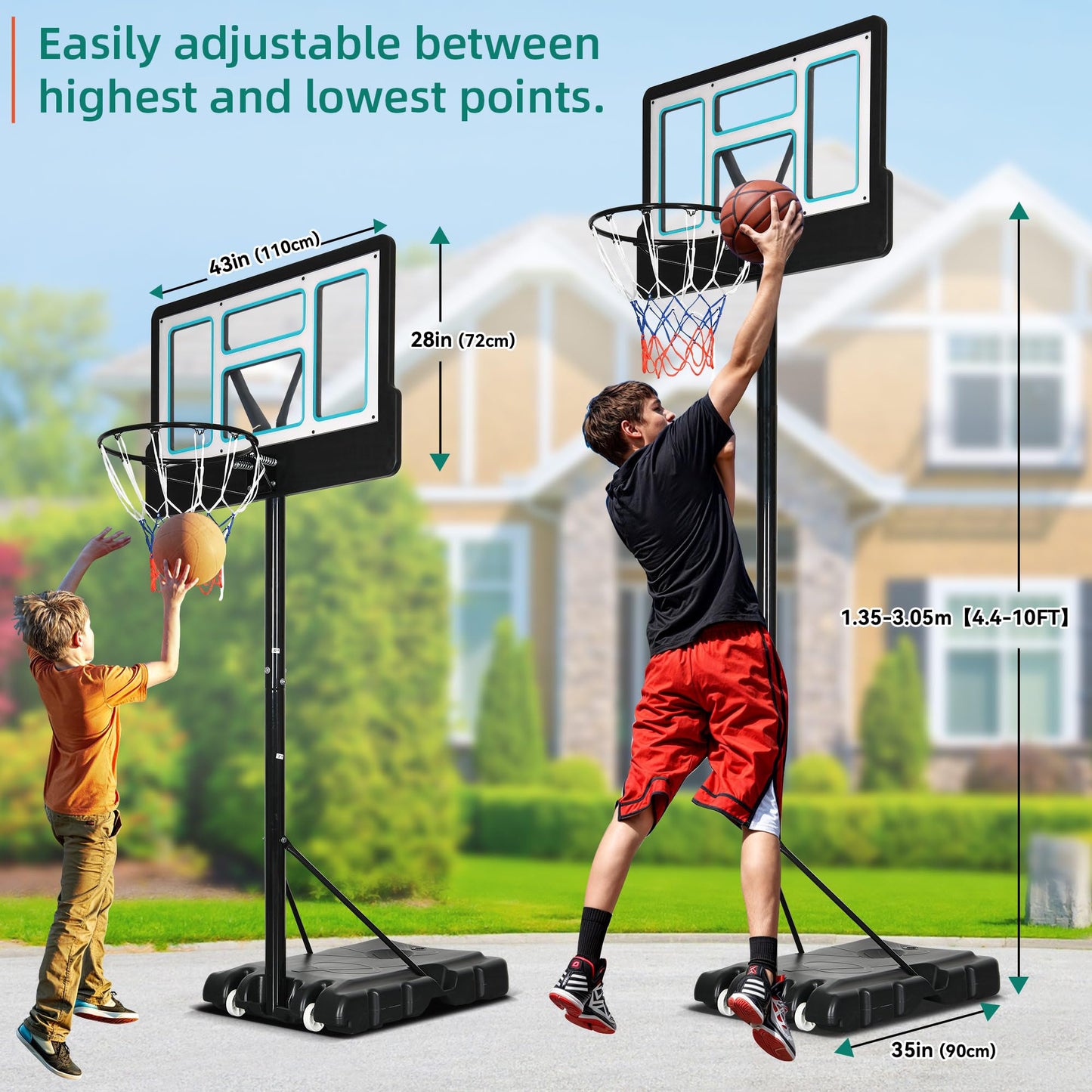 YITAHOME 10FT Adjustable Portable Basketball Hoop