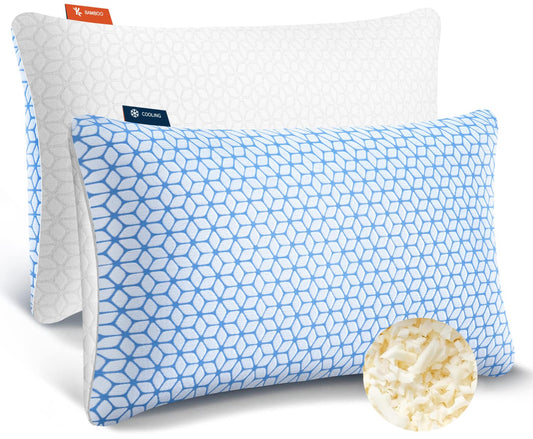 Love Attitude Pillows Queen Size Set of 2, Queen Pillows 2 Pack for Bed Shredded Memory Foam Pillows Adjustable, Cooling Pillow Soft and Supportive for Side Back Stomach Sleepers