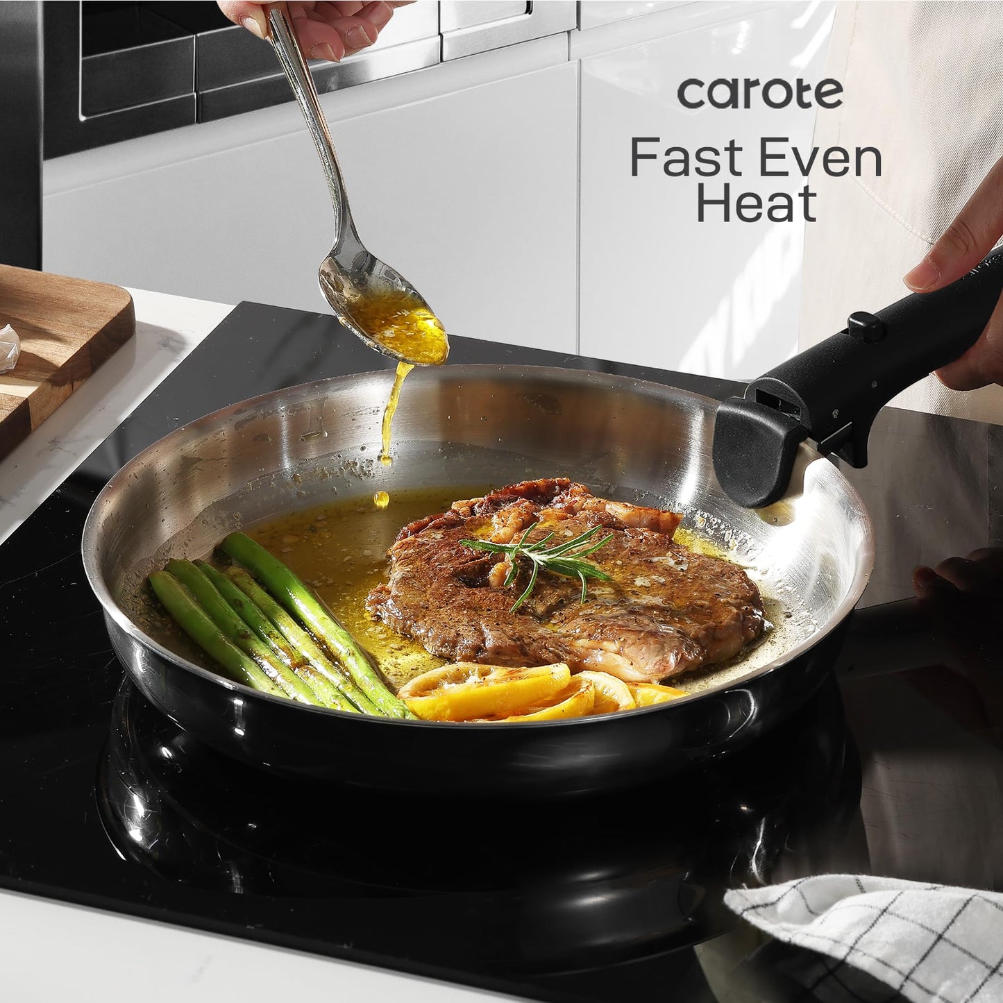 CAROTE 12-Piece Induction Cookware Set with Removable Handles
