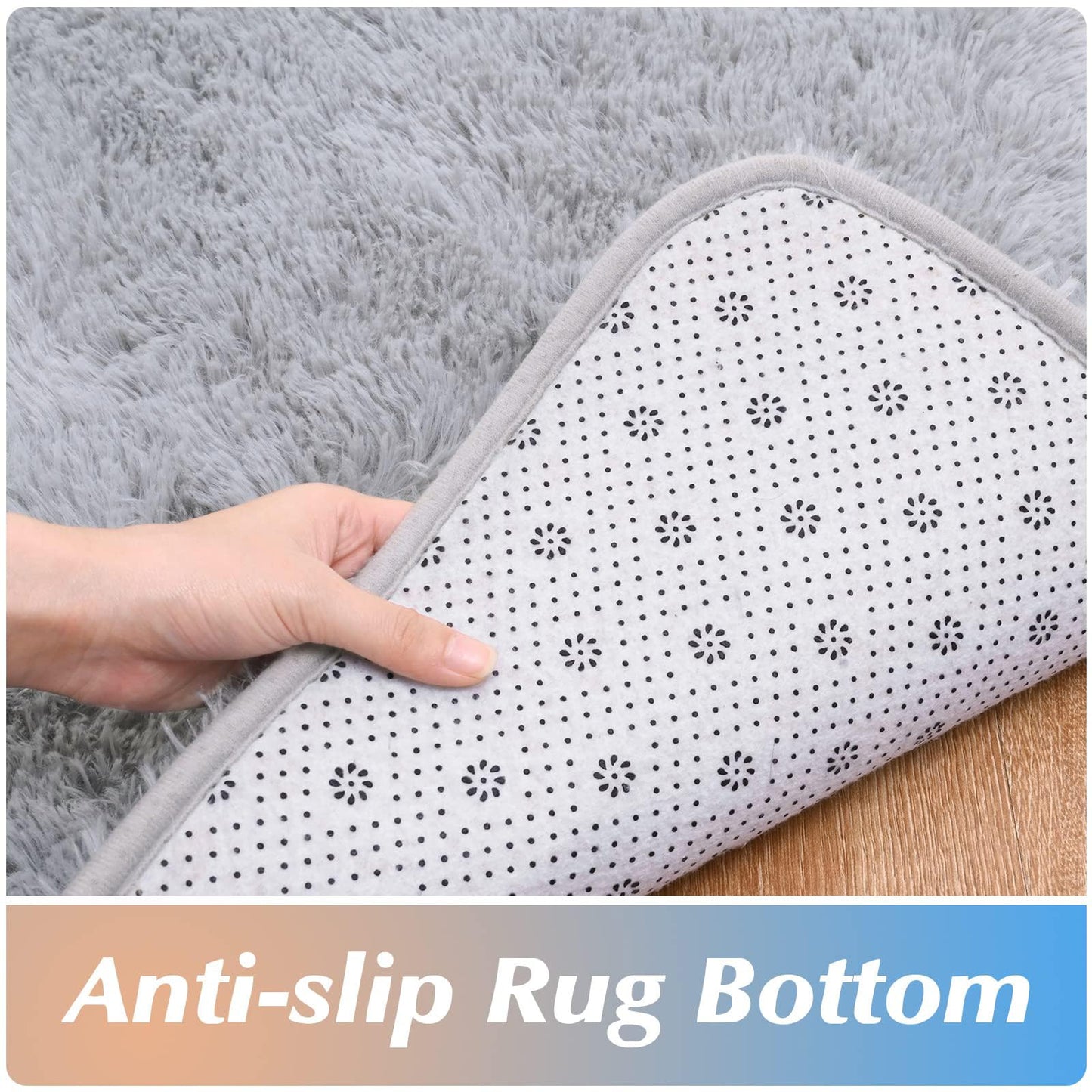 QXKAKA Soft Grey 4x6 Area Rugs for Living Room Bedroom, Shag Shaggy Floor Rug Fuzzy Fluffy Carpet Soft Plush Furry Rug, Machine Washable Large Rug for Kids Home Decor Aesthetic, Gray