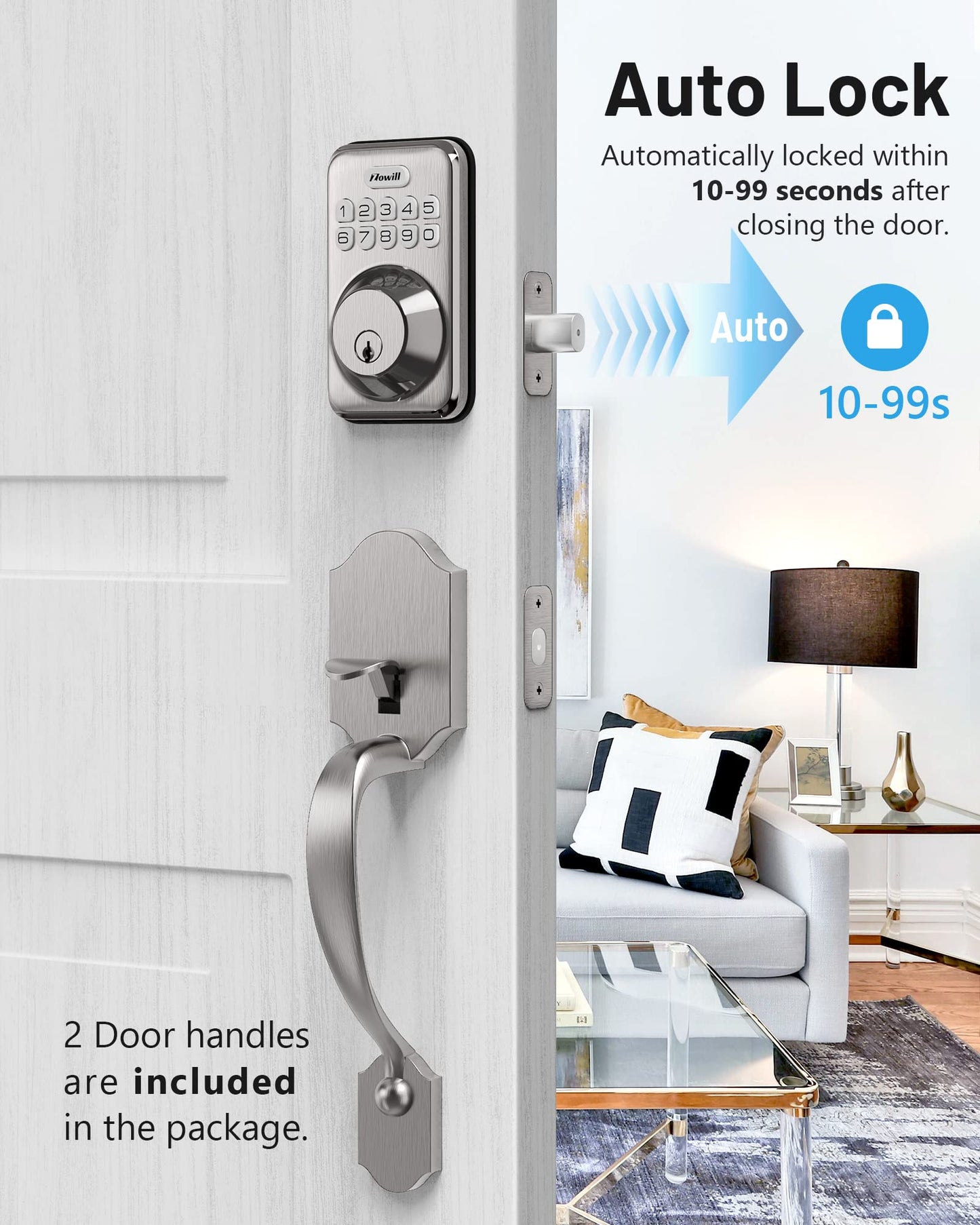 Electronic Keypad Deadbolt Door Lock, Satin Nickel