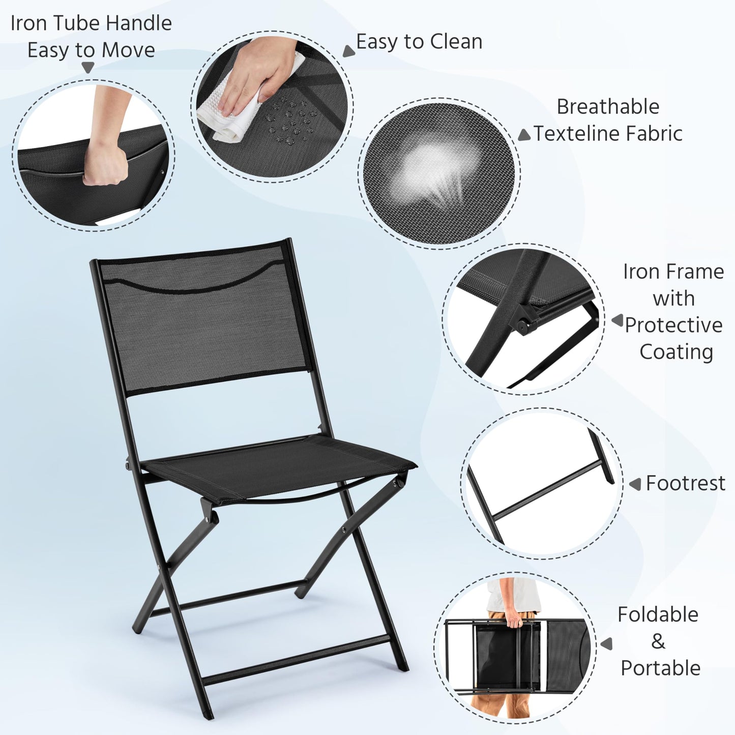 Yaheetech 4-Pack Outdoor Folding Dining Chairs