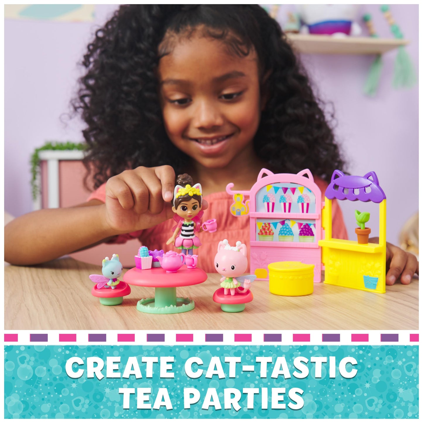 Gabby’s Dollhouse, Kitty Fairy Garden Party, 18-Piece Playset with 3 Toy Figures, Surprise Toys & Dollhouse Accessories, Kids Toys for Girls & Boys 3+