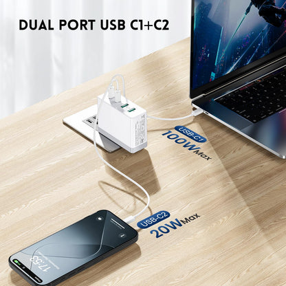 120W 4-Port USB C Fast Charger Block