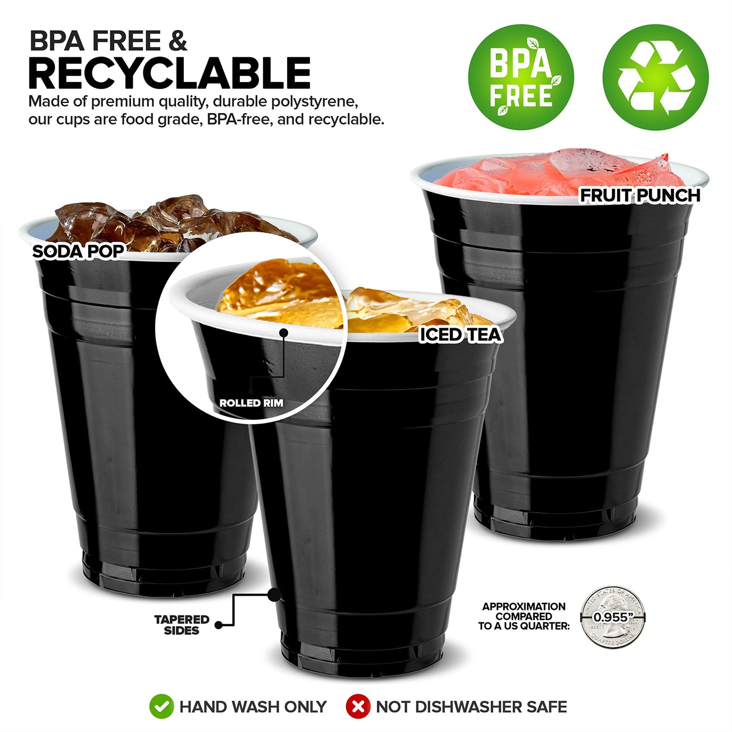 Stock Your Home 16oz Disposable Plastic Cups - 100 Count
