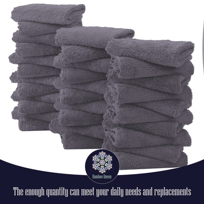 32 Pack Baby Washcloths - Luxury Coral Fleece - Extra Absorbent and Soft Wash Clothes for Newborns, Infants and Toddlers - Suitable for Sensitive Skin and New Born - Baby Shower - Grey, 10x10 Inch