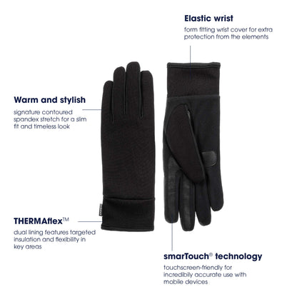 isotoner Men's Touchscreen Gloves, Water Repellent, Black