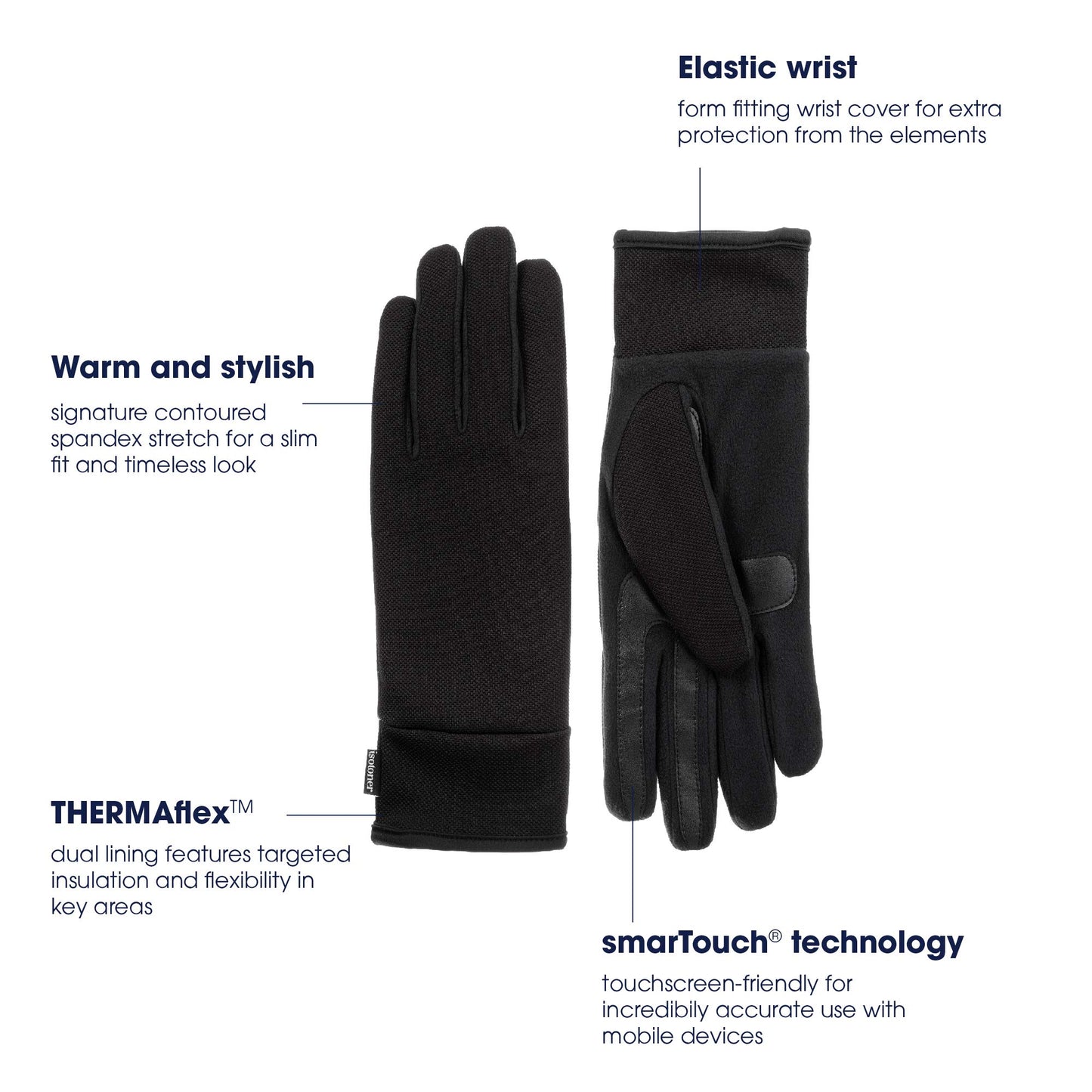 isotoner Men's Touchscreen Water-Repellent Gloves