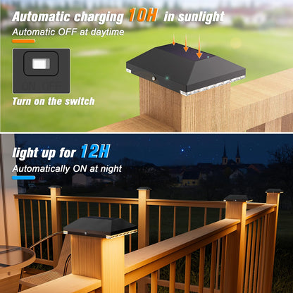 VOLISUN Solar Fence Post Lights - 8 Pack