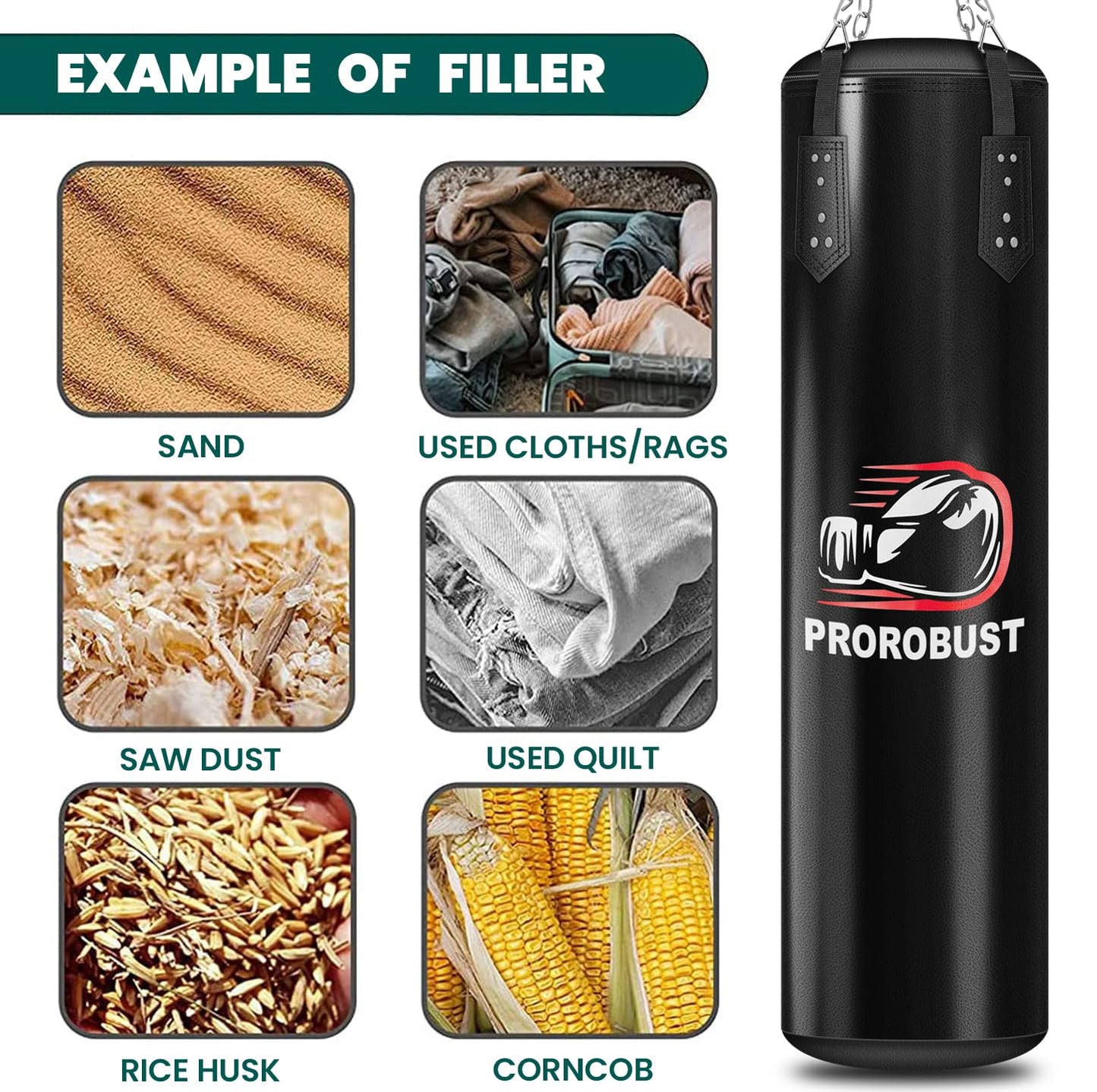 Prorobust Punching Bag for Adults, 4ft PU Heavy Boxing Bag Set with 12OZ Gloves for MMA Kickboxing Boxing Karate Home Gym Training (Unfilled)