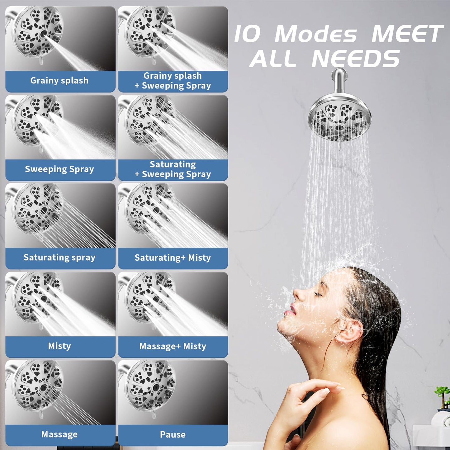 10-Setting High Pressure Shower Head